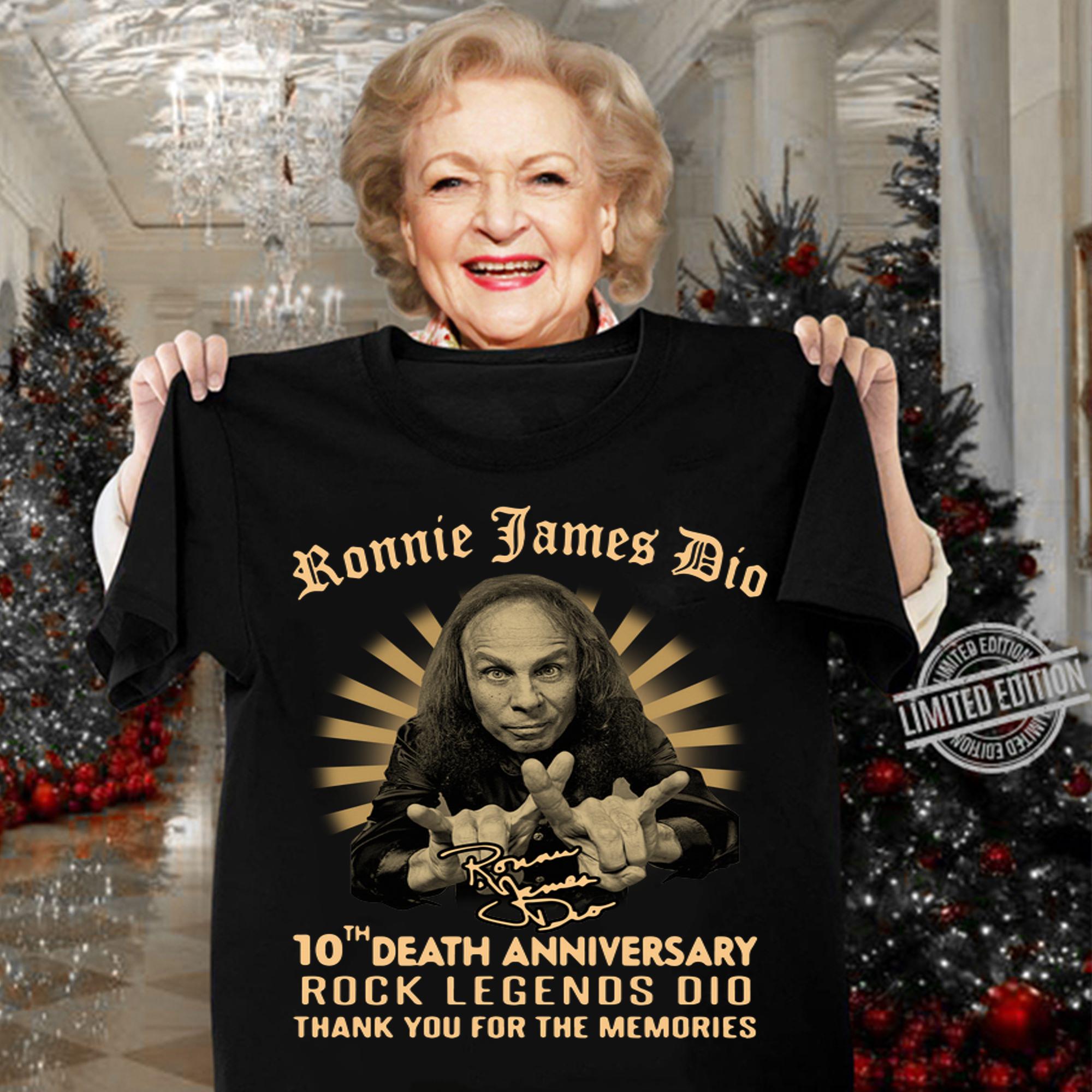 Ronnie James Dio 10th Death Anniversary Rock Legends Dio Thank You For The Memories Signature t-shirt woman shirt