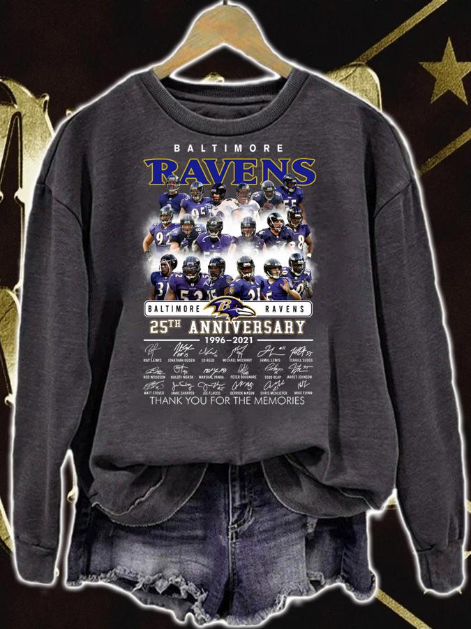 Team Baltimore Ravens 25th Anniversary 1996-2021 Signatures t-shirt sweatshirt