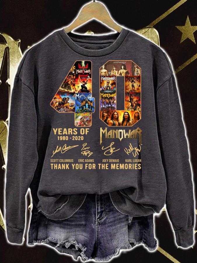 40 Years Of Manowar 1980 2020 thank you for the memories signatures t-shirt sweatshirt