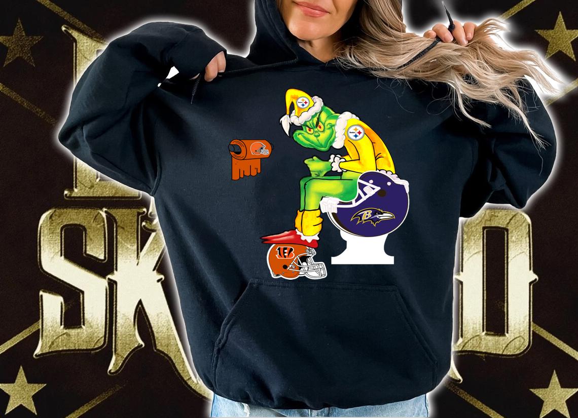 Pittsburgh Steelers Grinch Santa Baltimore Ravens Toilet t-shirt hoodie