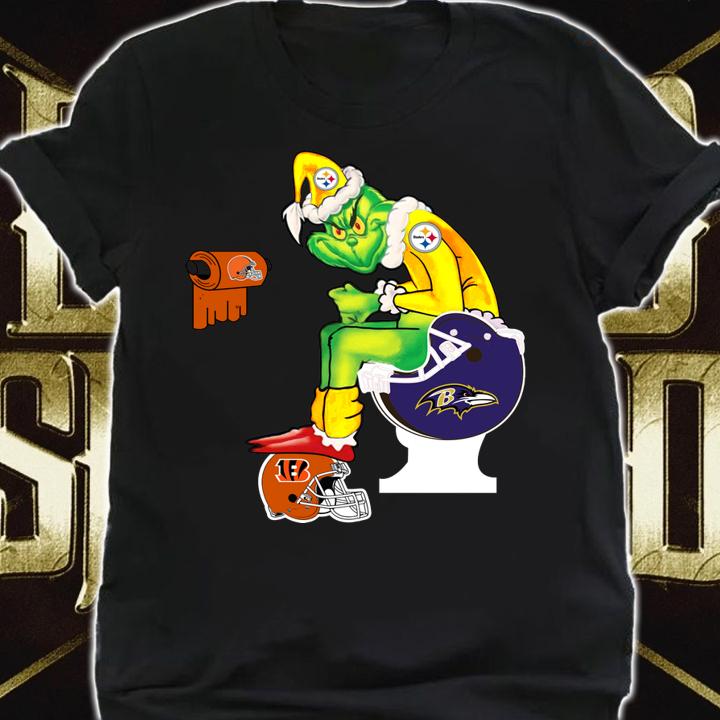 Pittsburgh Steelers Grinch Santa Baltimore Ravens Toilet t-shirt shirt