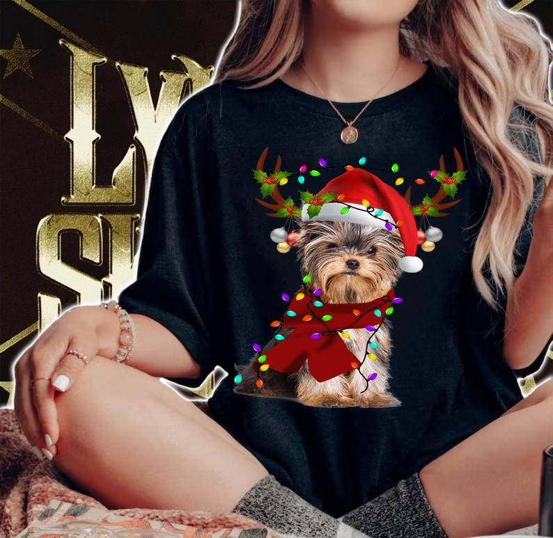 Yorkshire Terrier Reindeer Christmas t-shirt woman shirt