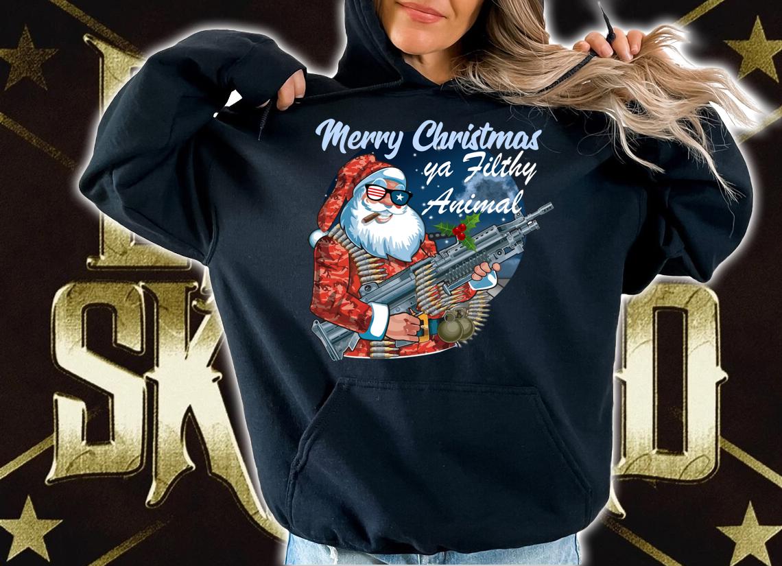 Santa Claus Merry Christmas ya filthy animal t-shirt hoodie
