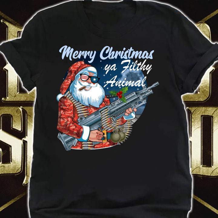 Santa Claus Merry Christmas ya filthy animal t-shirt shirt