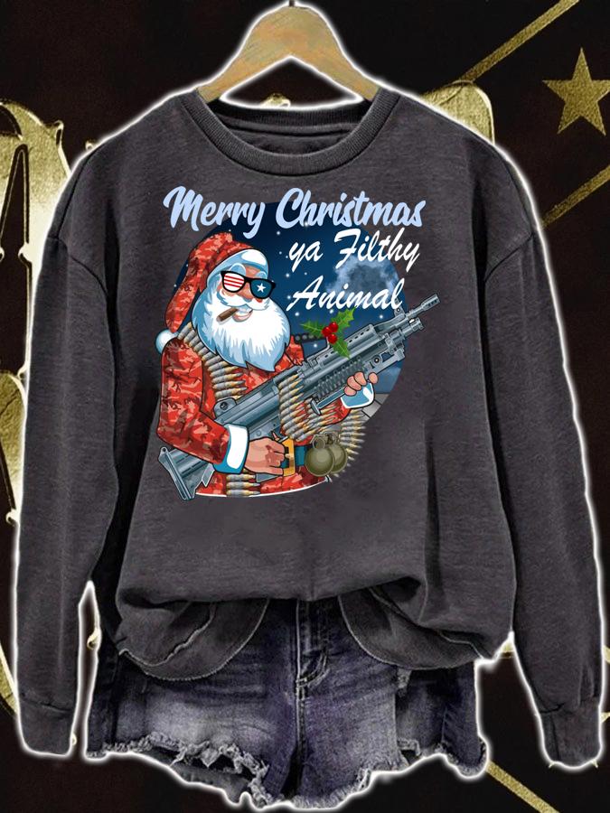 Santa Claus Merry Christmas ya filthy animal t-shirt sweatshirt