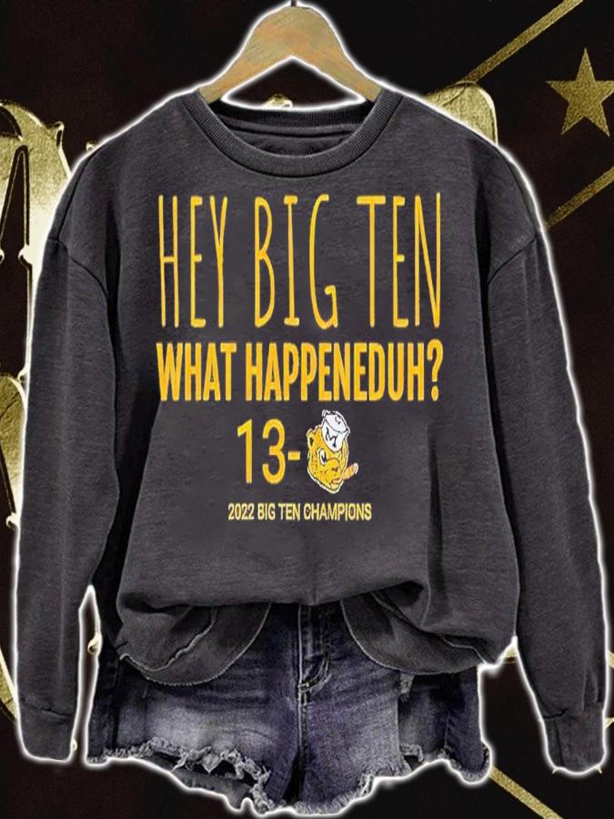 Hey Big Ten what happeneduh 13 Michigan Wolverines 2022 Big Ten Champions shirt t-shirt sweatshirt