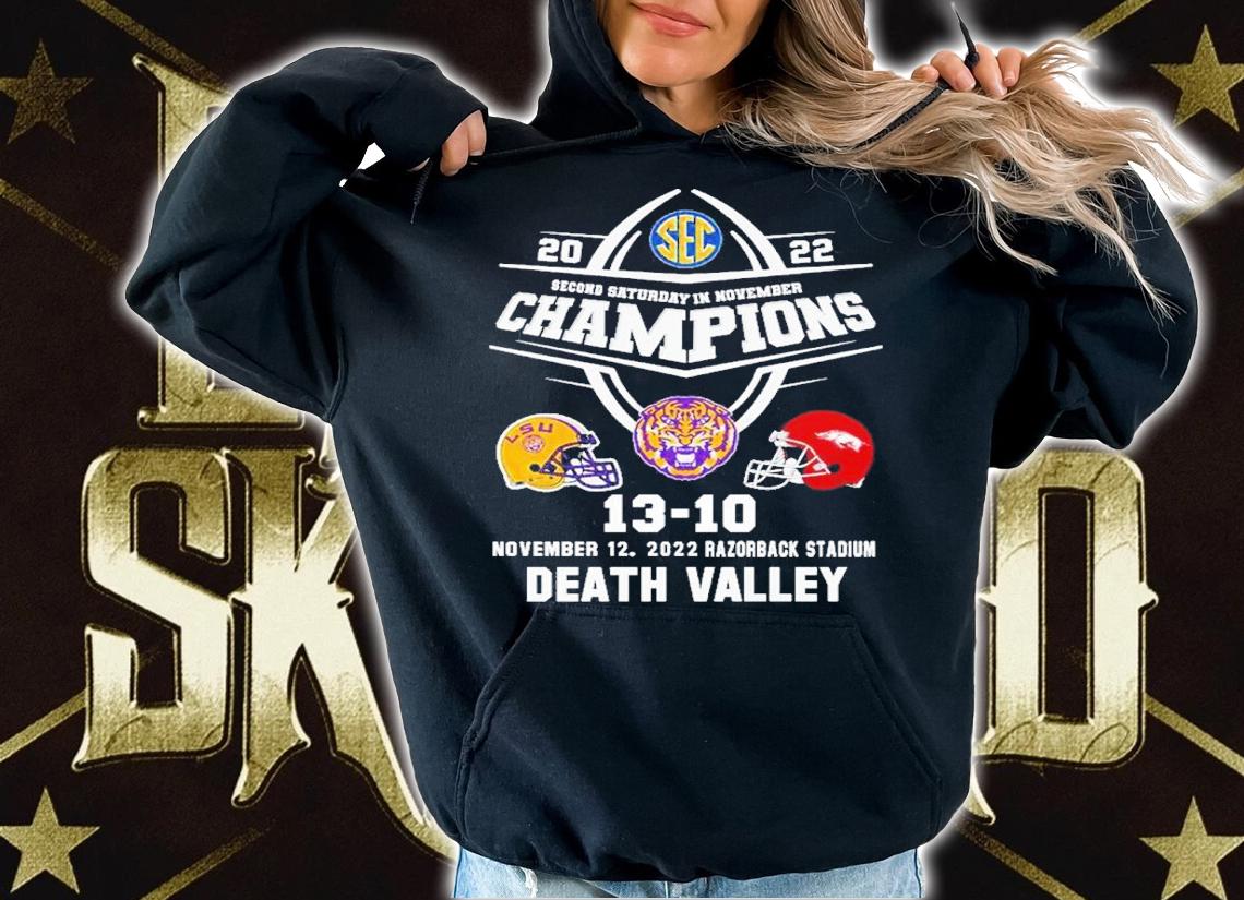 LSU Tigers Second Saturday In November Champions Death Valley 2022 Shirt t-shirt hoodie