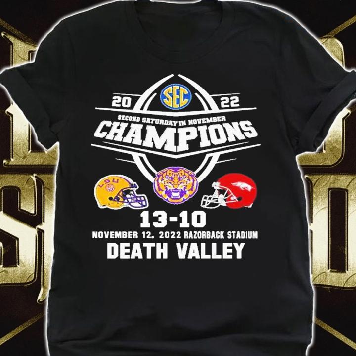 LSU Tigers Second Saturday In November Champions Death Valley 2022 Shirt t-shirt shirt