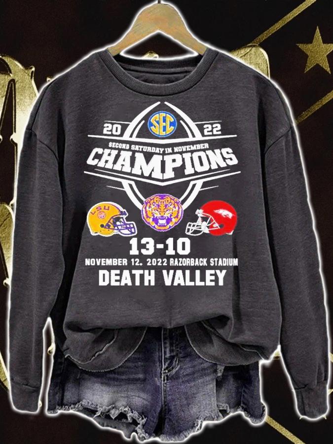 LSU Tigers Second Saturday In November Champions Death Valley 2022 Shirt t-shirt sweatshirt