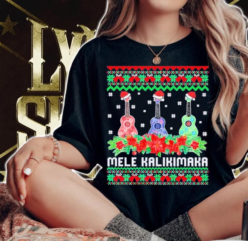 Mele Ukulele Kalikimaka Christmas shirt t-shirt woman shirt