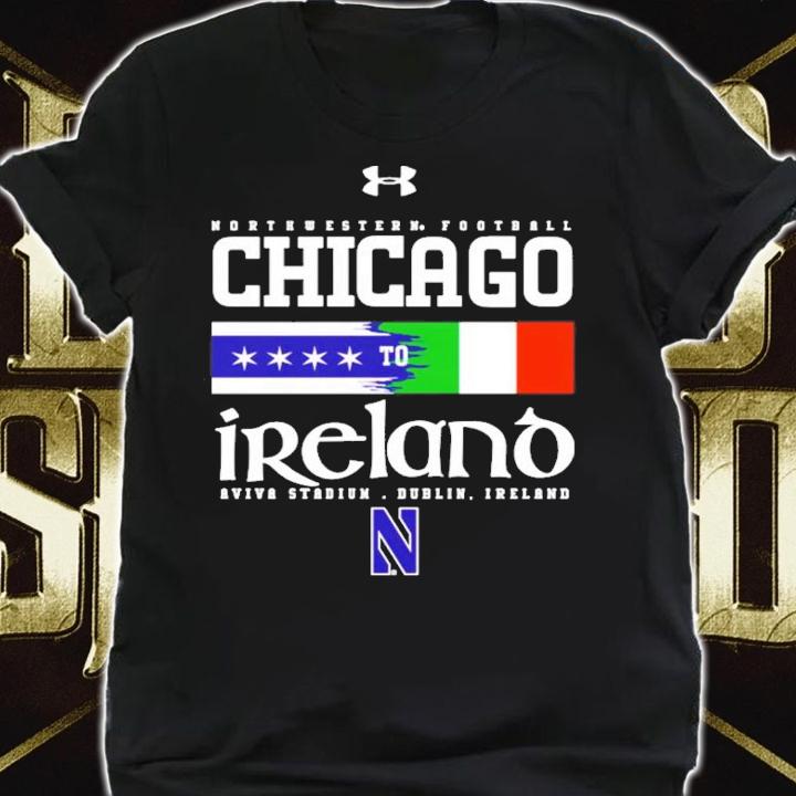 Northwestern Football Chicago To Ireland 2022 Aviva Stadium Under Armour Dublin Ireland T-Shirt t-shirt shirt