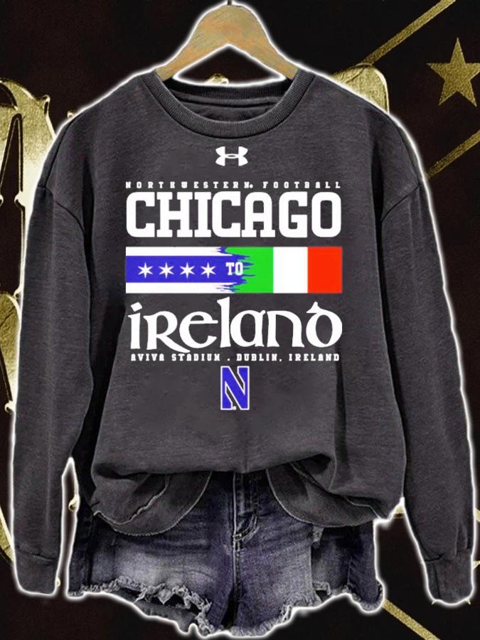 Northwestern Football Chicago To Ireland 2022 Aviva Stadium Under Armour Dublin Ireland T-Shirt t-shirt sweatshirt