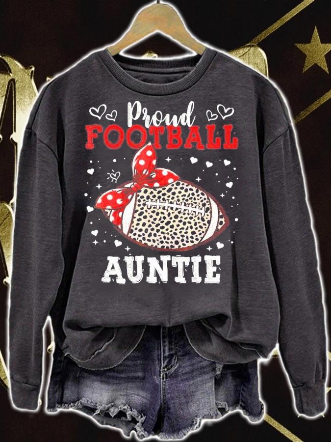 Proud Football Auntie Women Leopard Game Day Players T-Shirt t-shirt sweatshirt