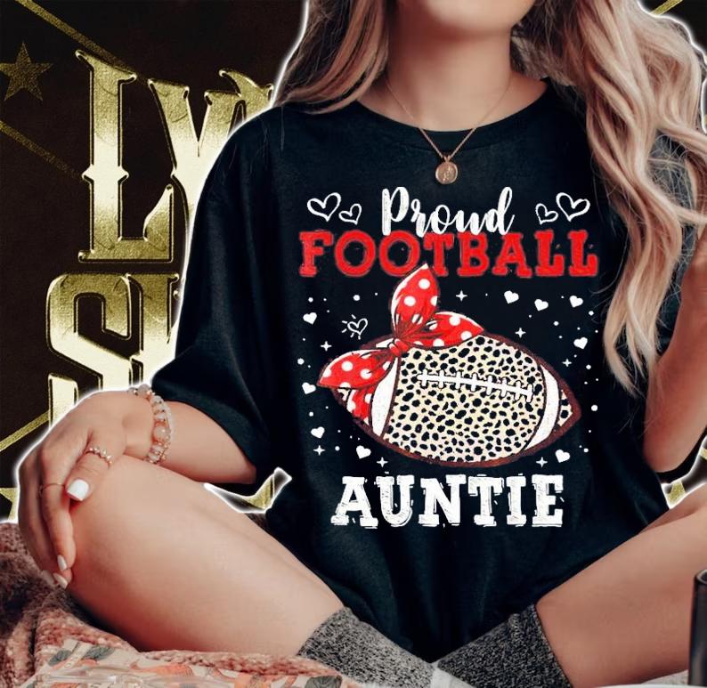 Proud Football Auntie Women Leopard Game Day Players T-Shirt t-shirt woman shirt