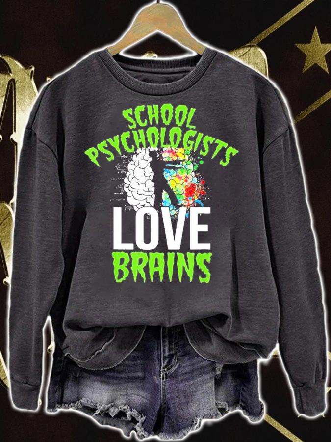 Teacher Halloween Psychologists Love Brains shirt t-shirt