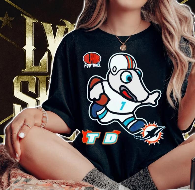 Miami Dolphins Sizzle Mascot Aqua Shirt t-shirt woman shirt