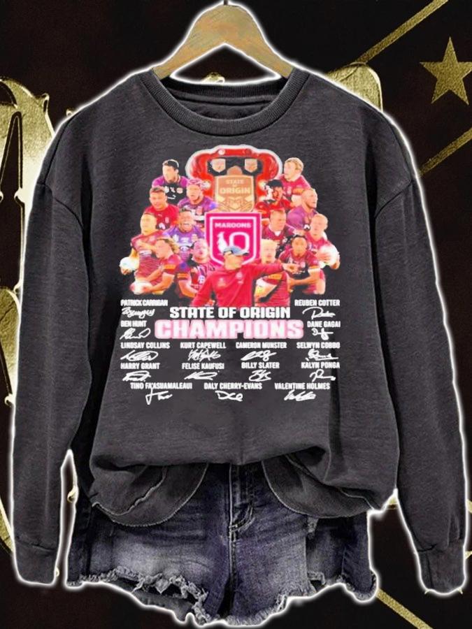 Queensland Maroons Team State Of Origin Champions Signatures Shirt t-shirt sweatshirt