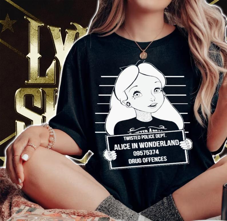 Twisted Alice In Wonderland Mugshot Shirt t-shirt woman shirt