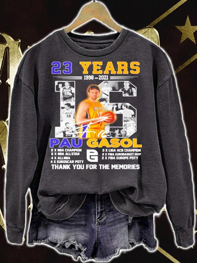 23 Years 1998-2021 Pau Gasol Signature Thank You For The Memories Shirt t-shirt sweatshirt