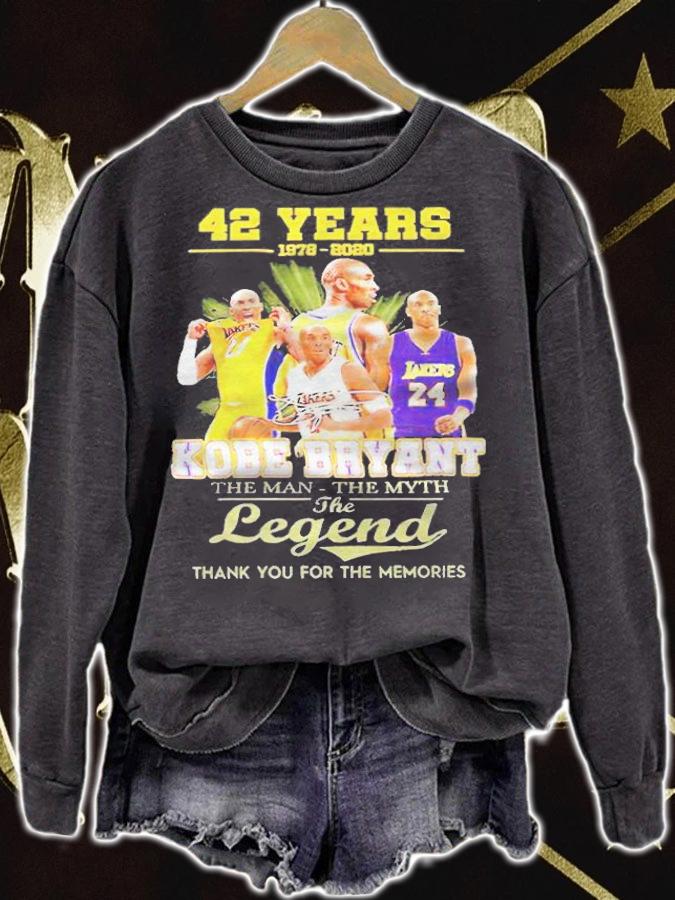 42 years 1978-2020 Kobe Bryant The Man The Myth The Legends signatures thank you for the memories t-shirt