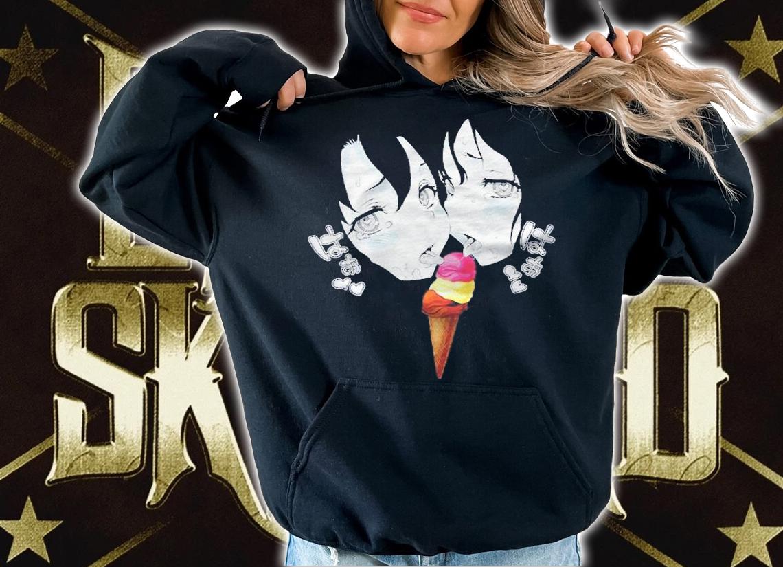 Ahegao Face Funny Napolitan Ice Cream Lewd Anime Manga Girls shirt t-shirt hoodie