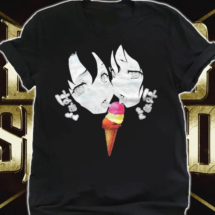 Ahegao Face Funny Napolitan Ice Cream Lewd Anime Manga Girls shirt t-shirt shirt