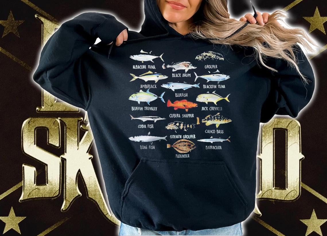 Albacore Tuna Black Drum Grouper Amberjack Bluefish Flounder T-shirt t-shirt hoodie