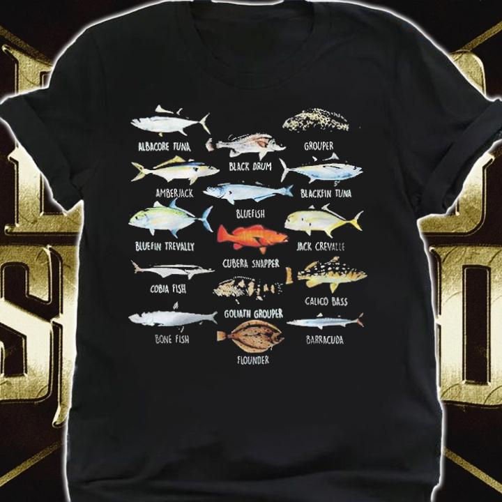 Albacore Tuna Black Drum Grouper Amberjack Bluefish Flounder T-shirt t-shirt shirt