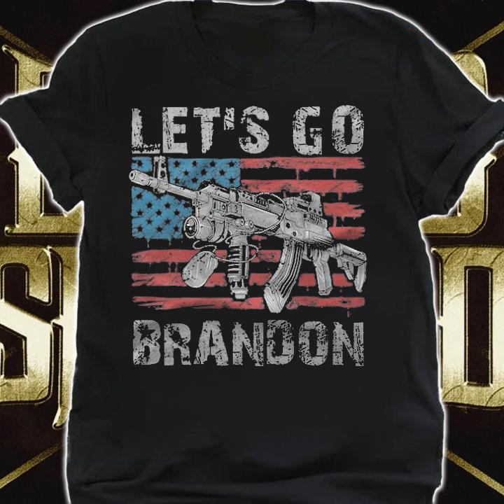 American Flag Patriots Let's Go Brandon Gun Design T-Shirt t-shirt shirt