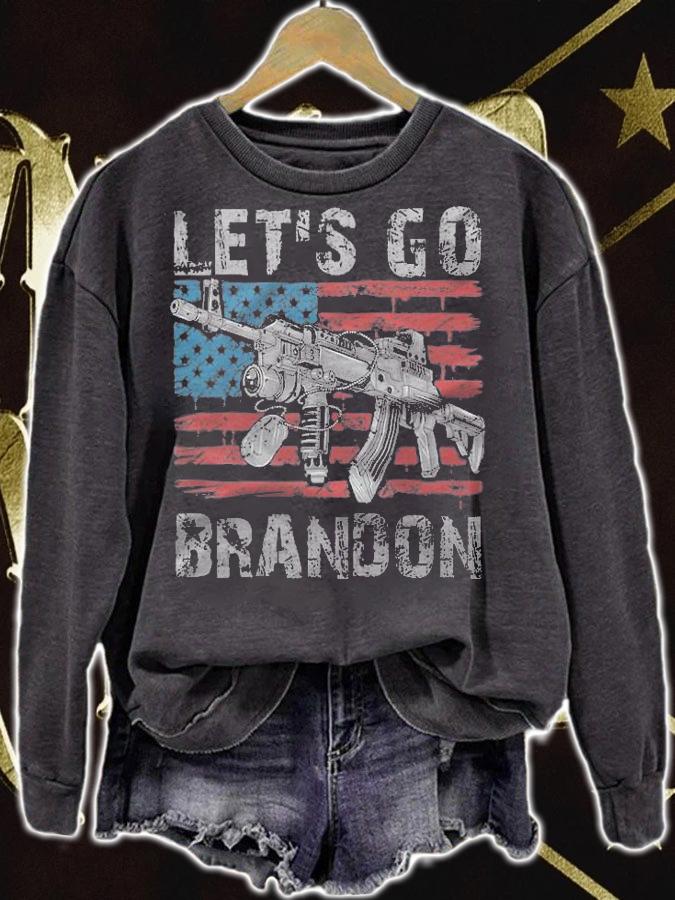 American Flag Patriots Let's Go Brandon Gun Design T-Shirt t-shirt sweatshirt