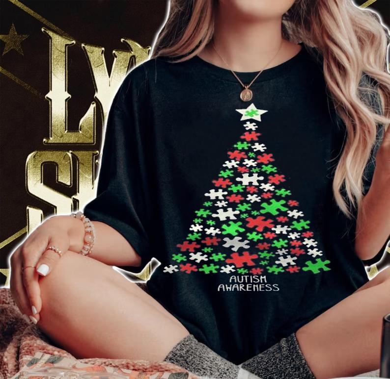 Autism tree Christmas T-shirt t-shirt