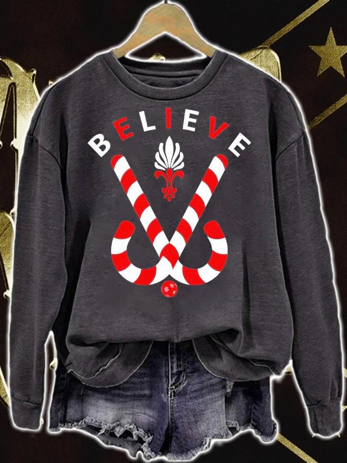 Believe Candy Cane Christmas Shirt t-shirt sweatshirt