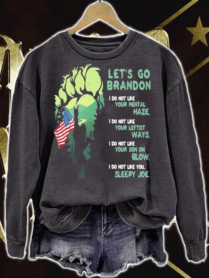 Bigfoot walking American flag Lets go brandon I do not like you sleep Joe shirt t-shirt sweatshirt