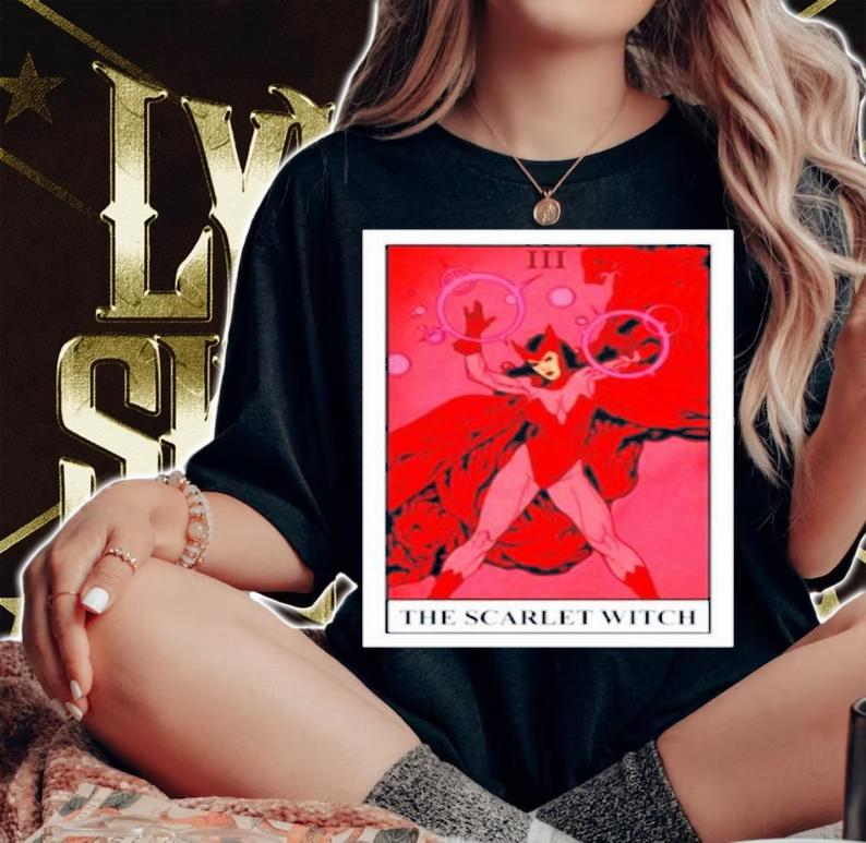 Boxlunch Exclusive Marvel Scarlet Witch Tarot Card Shirt t-shirt woman shirt