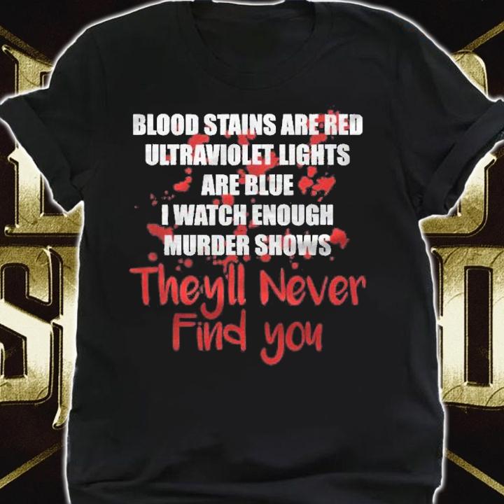 Blood Stains Are Red Ultraviolet Lights Are Blue Halloween Shirt t-shirt shirt
