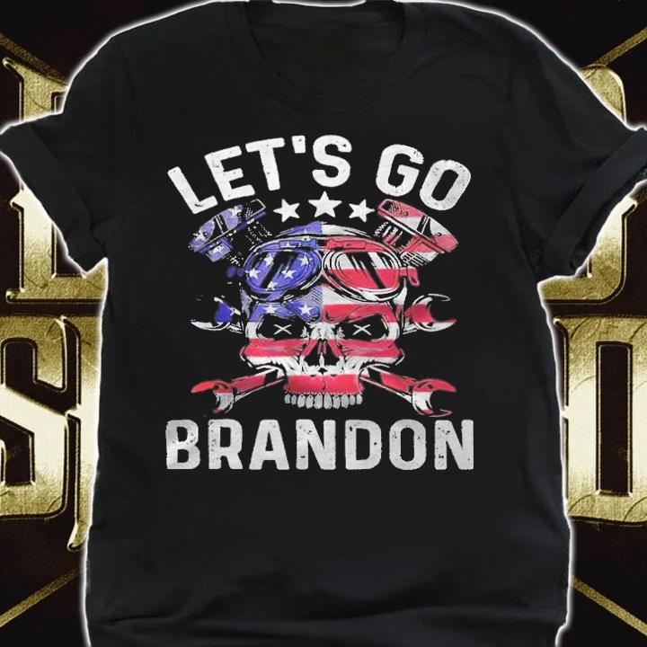 Let's go Branden Us flag American biker motocycle Vintage T-shirt t-shirt shirt