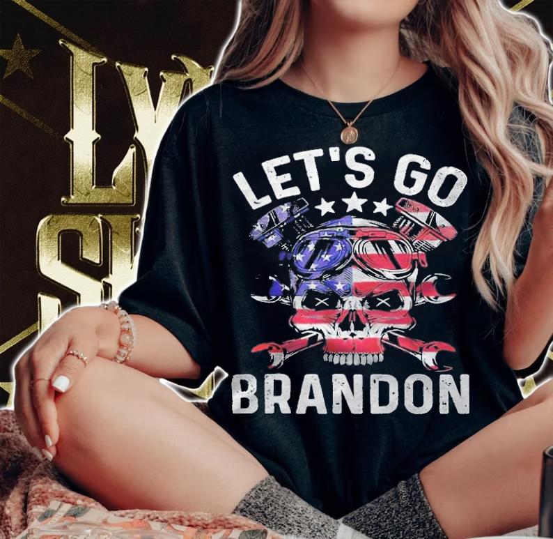 Let's go Branden Us flag American biker motocycle Vintage T-shirt t-shirt woman shirt