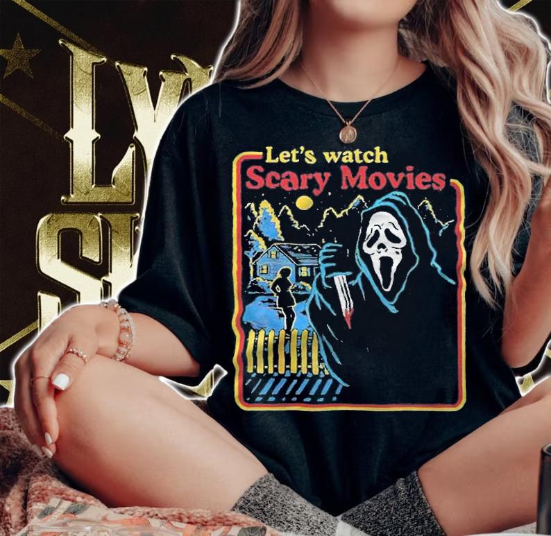 Let's watch scary movies scream horror 2021 Halloween T-shirt t-shirt