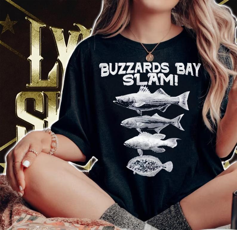 Cape Cod Buzzards Bay Fishing Slam Striper Bluefish Bass Shirt t-shirt woman shirt