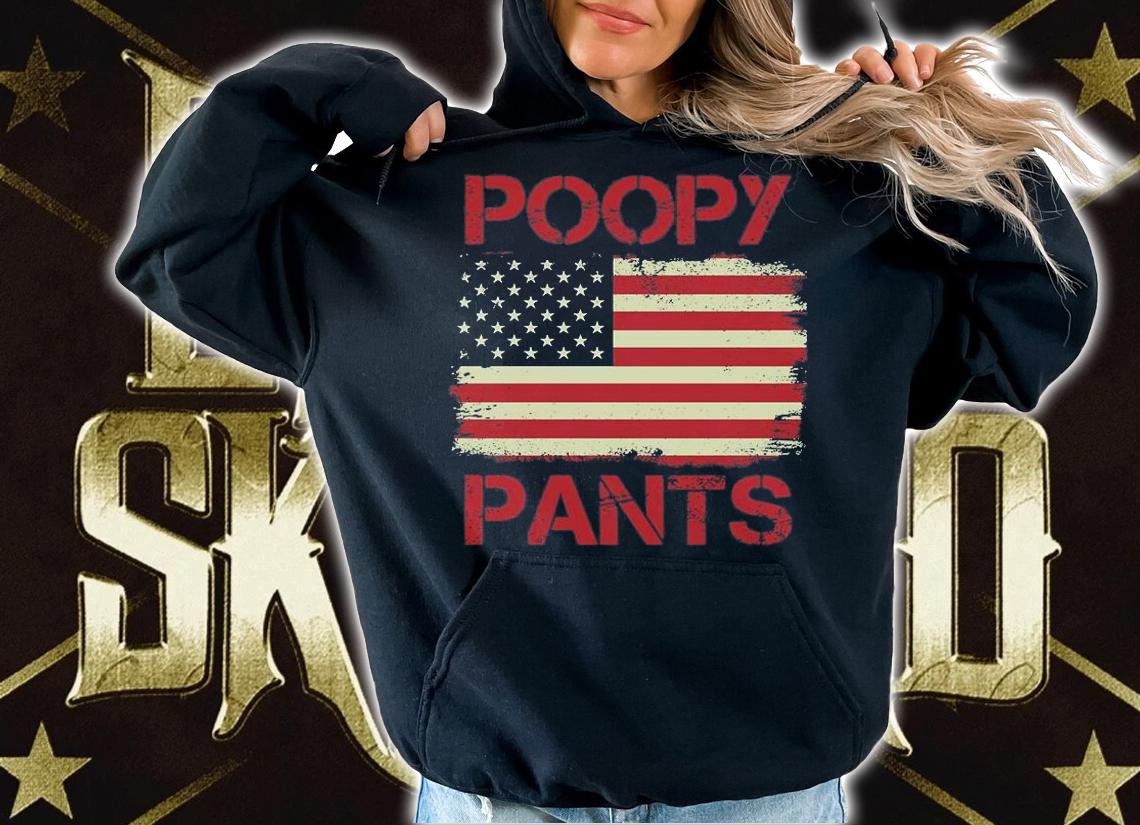 Poopy Pants Biden Retro USA Flag T-Shirt t-shirt