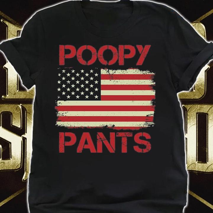 Poopy Pants Biden Retro USA Flag T-Shirt t-shirt