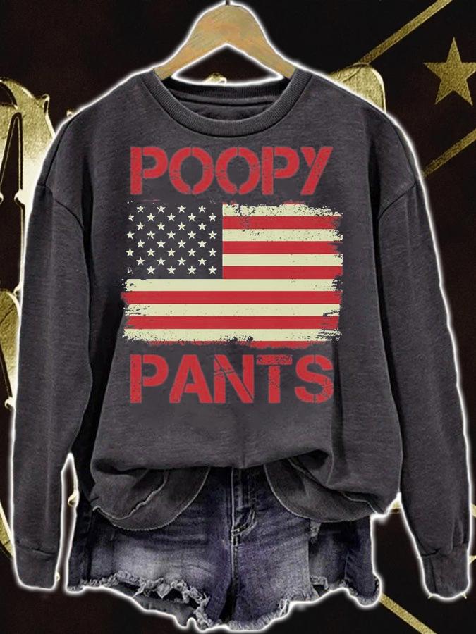 Poopy Pants Biden Retro USA Flag T-Shirt t-shirt