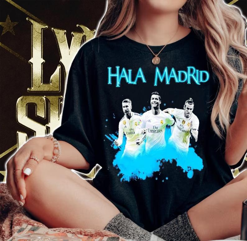 Sergio Ramos Cristiano Ronaldo Gareth Bale Hala Madrid shirt t-shirt