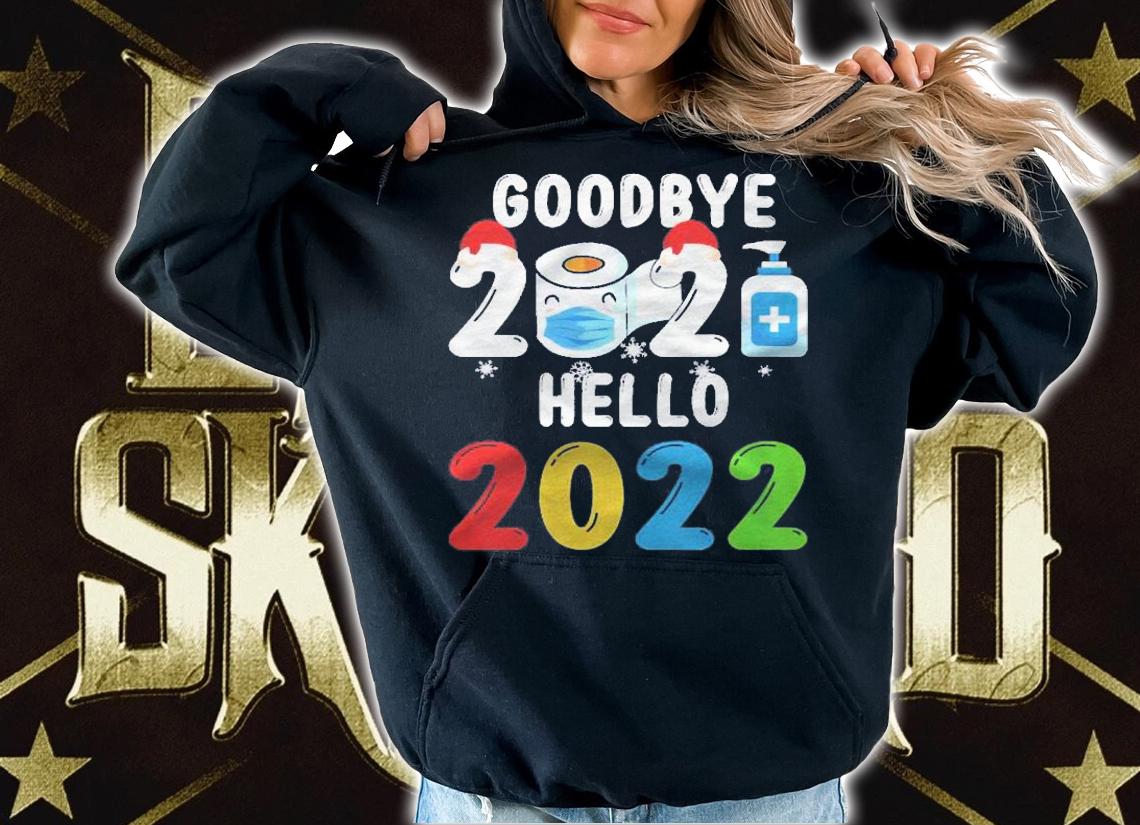 Womens Goodbye 2021 Hello 2022 Santa Hat Mask Syringe New Years Eve Shirt t-shirt hoodie