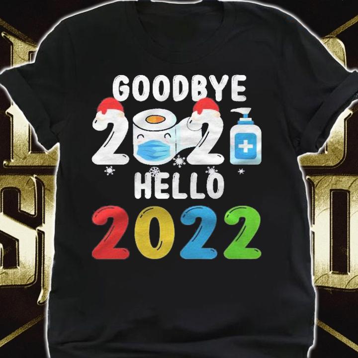 Womens Goodbye 2021 Hello 2022 Santa Hat Mask Syringe New Years Eve Shirt t-shirt shirt