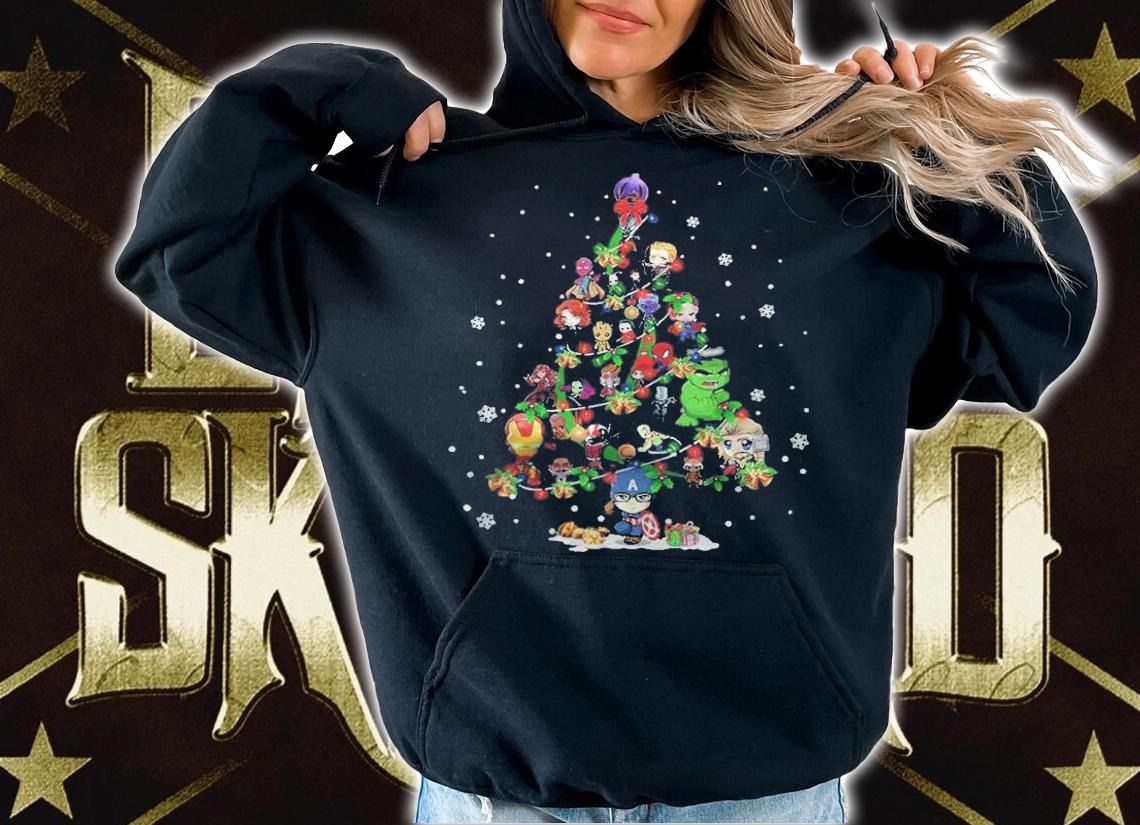 Marvel Avengers Chibi Characters Christmas Tree Shirt t-shirt hoodie