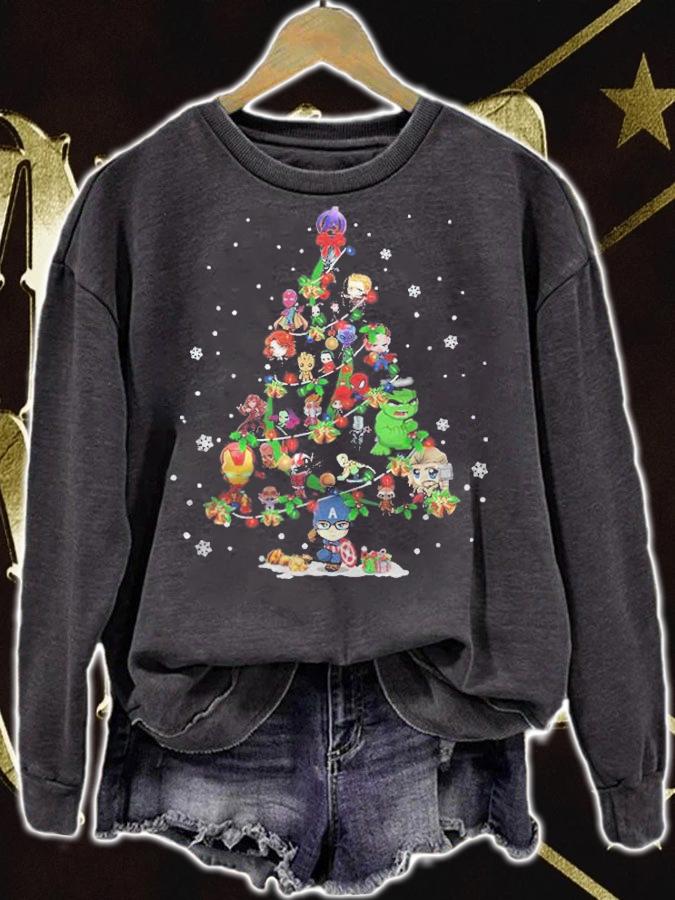 Marvel Avengers Chibi Characters Christmas Tree Shirt t-shirt sweatshirt