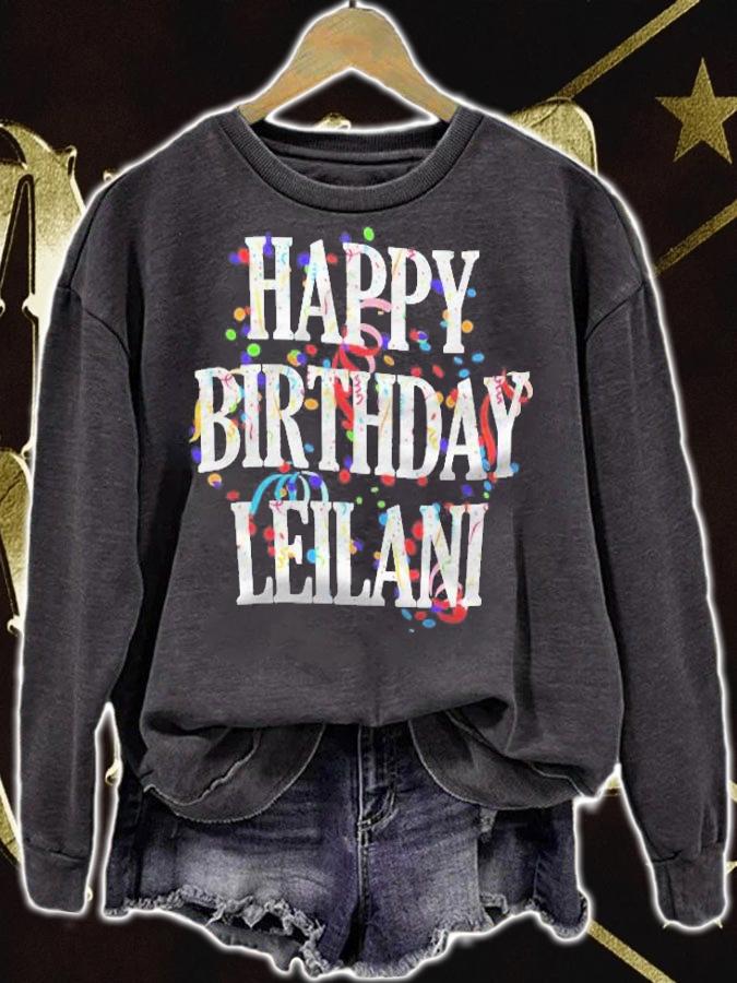 Womens Happy Birthday Leilani First Name Girls Colorful Bday Shirt t-shirt