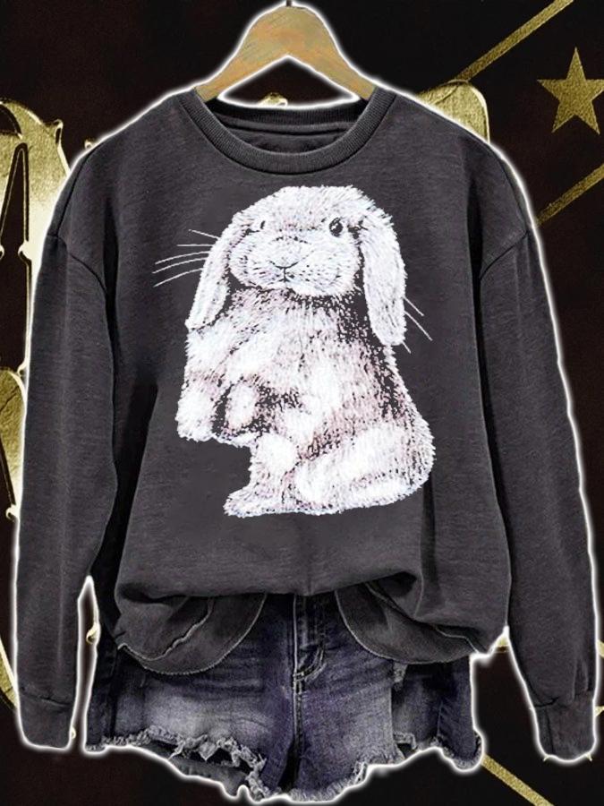 Cute Lop Eared Bunny Rabbit Drawing T-Shirt t-shirt sweatshirt