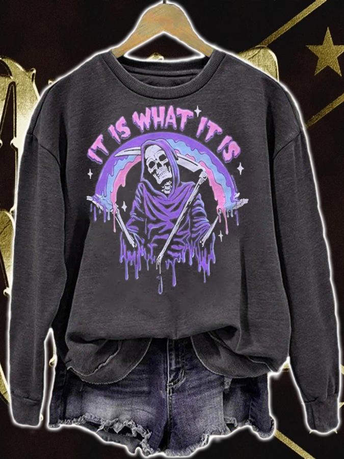 Death It Is What It Is Pastel Goth Grim Reaper Drip Classic Halloween T-shirt t-shirt sweatshirt